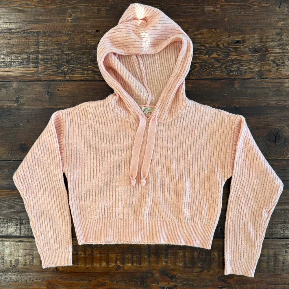 Chelsea & Violet Soft Pink Ribbed Hoodie. Size M. EUC.